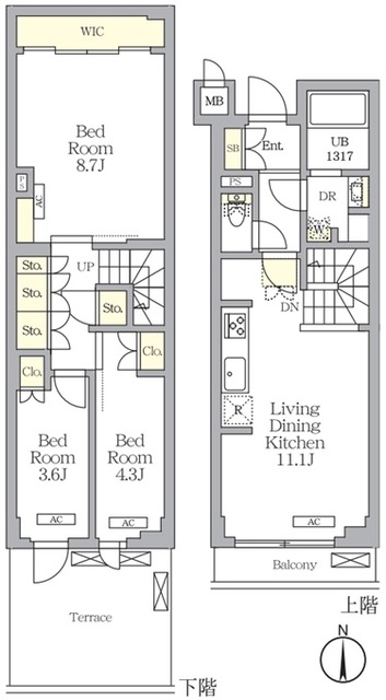 アジールコート都立大学 211号室の間取り図